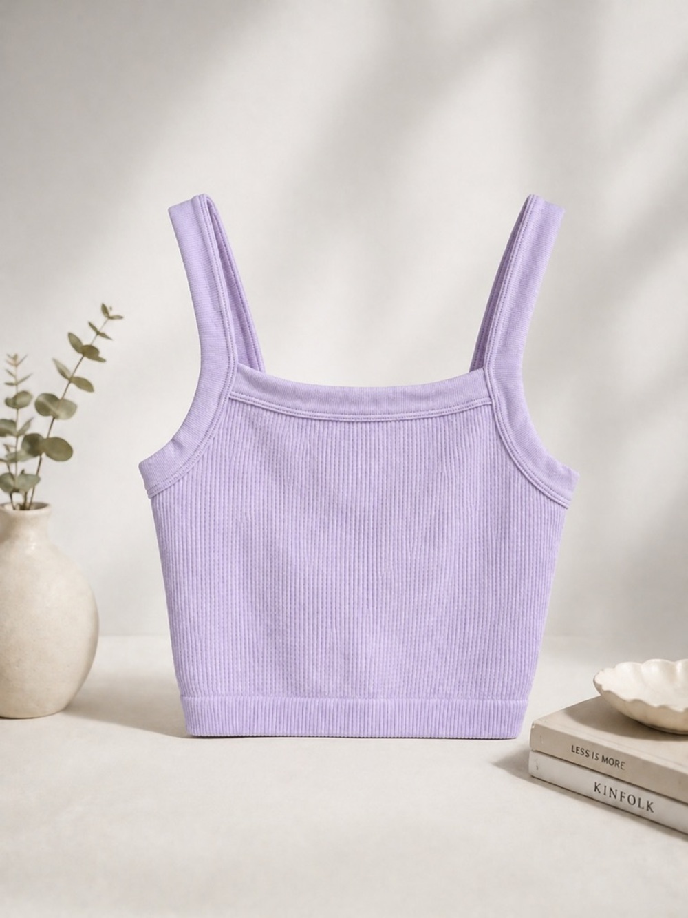 Cotton On Lavender Ribbed Square-Neck Crop Tank (228)